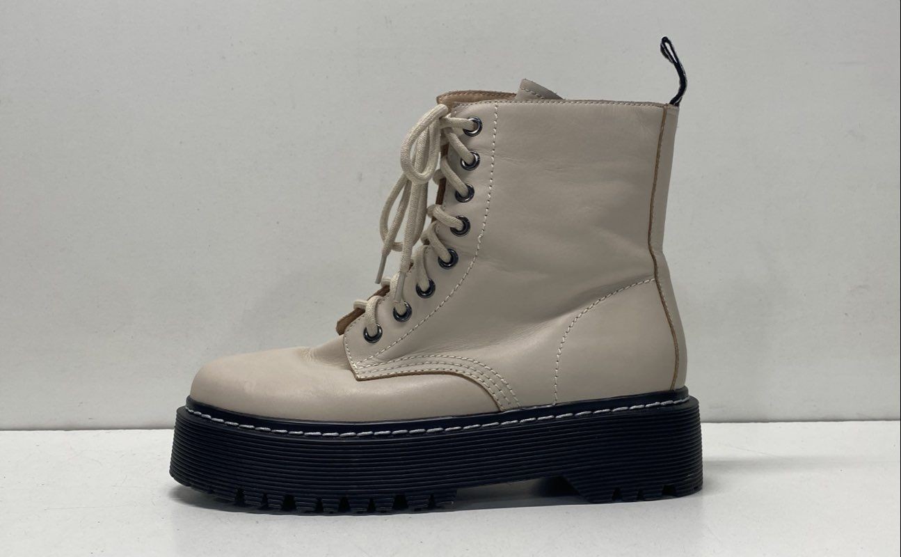 Jo Mercer Beige Solid Combat Boot Boot Women Size… - image 1