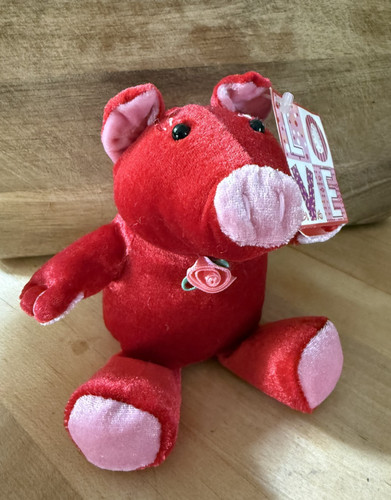 CVS Pharmacy Brand 2002 Bean Bag Beanie Pig Plush White Red Pink NEW with tag