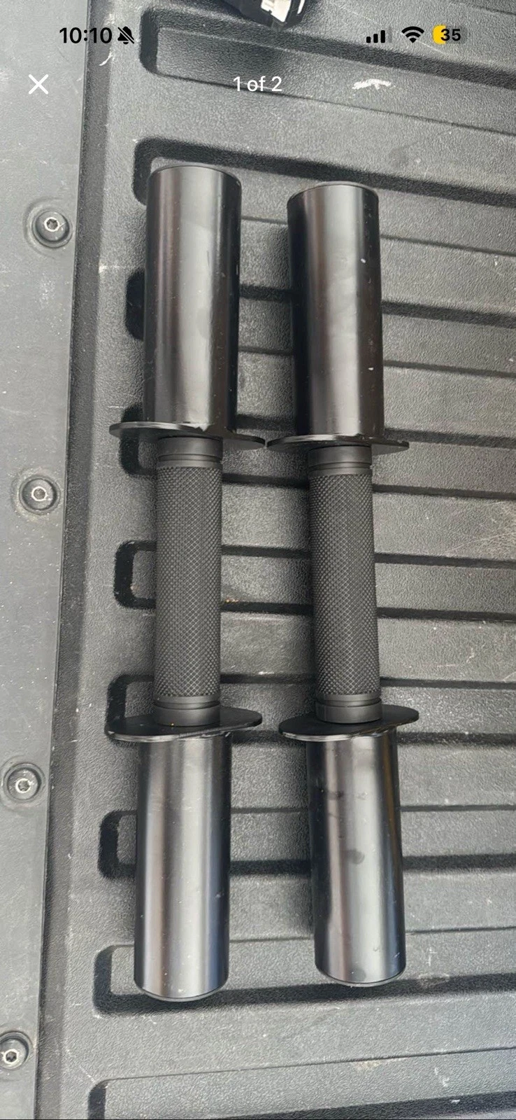 Pair of 16" Olympic Dumbbell Handles for 2-Inch Plates, Knurled Rubber Grips