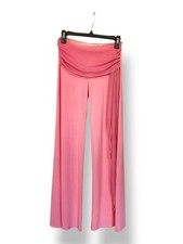 US VTG Solar Pink Flared Pants With Chiffon Ribbon Sash  Dance-Festival-Party 