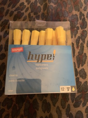 8 Yellow Chisel Tip Staples Hype Yellow Highlighter Markers New in Box