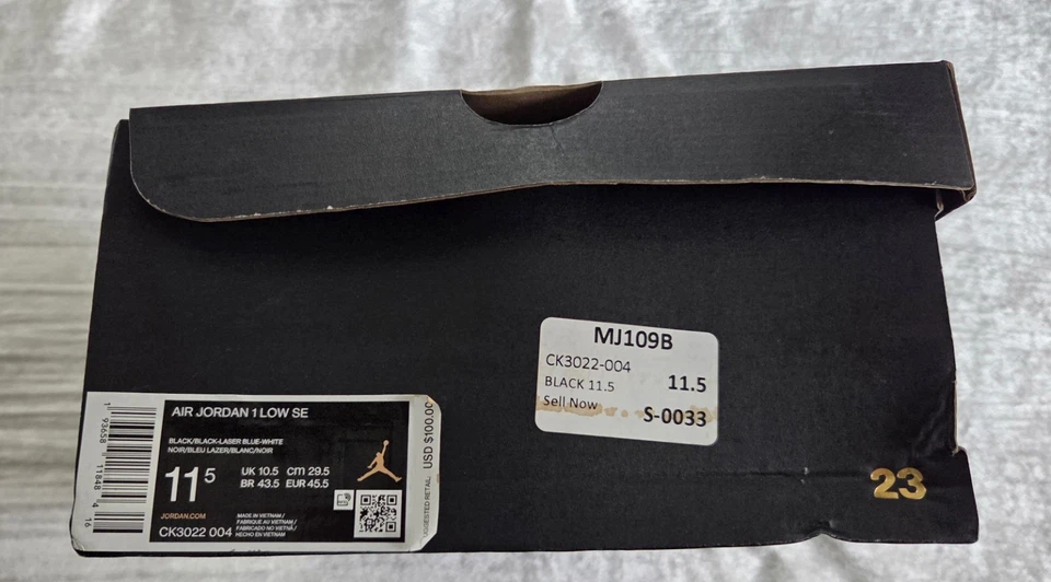 Zapatos para hombre Nike Air Jordan 1 Low SE talla 11,5 CK3022-004, azul láser/negro Foto 3 de 4