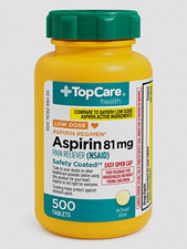 TopCare Low Dose Aspirin 81 mg Safety Coated Pain Reliever 500 Tablets