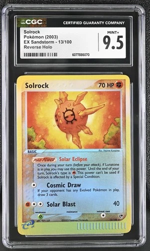 CGC 9.5 MINT+ Solrock 2003 EX Sandstorm 13/100 Reverse Holo Pokemon Card