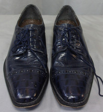 DESIGNER STACY ADAMS 24901 400 LACE UP GENUINE LEATHER DRESS BLUE SHOES MEN'S 7M