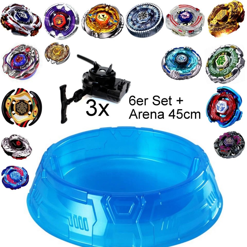 Arena Blau 45cm+ 6er Set Kreisel für Beyblade Metal Fusion Arena RAPIDITY Master