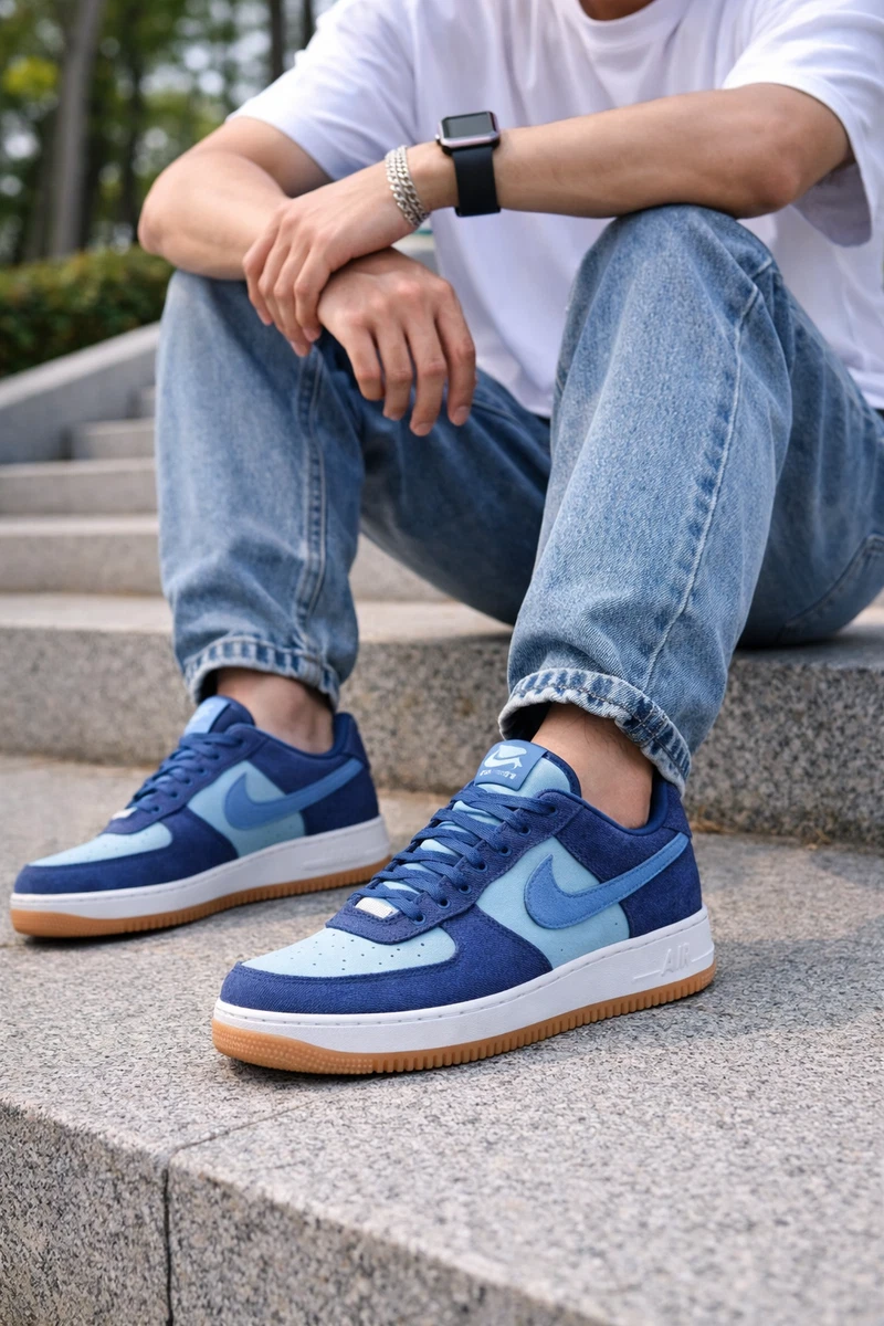 Nike Air Force 1 '07 Denim Low Blue | eBay