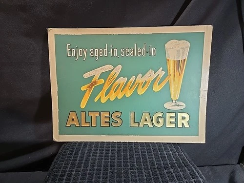 VINTAGE ALTES LAGER BEER SIGN TIVOLI BREWING DETROIT MICHIGAN HEAVY CARDBOARD