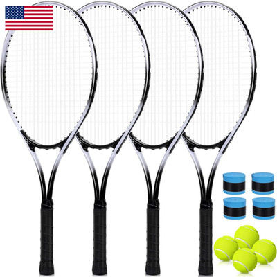 Vercanmonth 4 Pack Tennis Rackets For Adults Recreational 4 Players Pre Strung