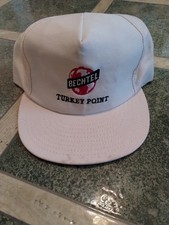 Vintage BECHTEL Turkey Point Patch 80s White Trucker Snapback Hat Cap USA Made
