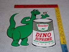 VINTAGE SINCLAIR DINO SUPREME MOTOR OIL DIE-CUT DINOSAUR 13" METAL GASOLINE SIGN