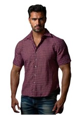 new - ARROW - WRINKLE FREE - Button Shirt - Mens L Cotton - 47x29 Burgundy SS