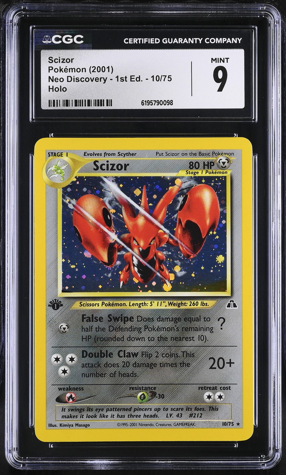 CGC 9 MINT Scizor 10/75 Neo Discovery 1st Edition Holo Pokemon Card