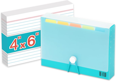 4x6 Index Card Case with 100 Heavyweight Ruled Index Cards and Dividers,  Teal | eBay