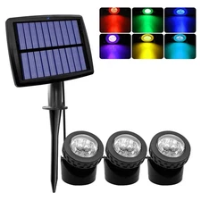 RGB Color Changing LED Underwater Lights with 2 Modes, Solar Submersible Foun...