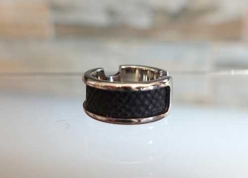 HERMES RING S 53 olympe h silver black paris metal leather - Foto 12 di 20