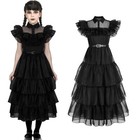 Girls Costume Wednesday The Addams Family Dress Cosplay Halloween Party 3-10 yrs