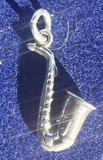 Saxophone Charm Pendant - 925 Sterling Silver Charm Sax Music Musical Instrument