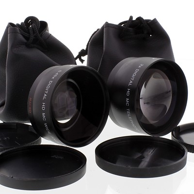 WIDE Angle 0.45x + Macro + 2X TELE LENS Kit FOR Sony DSC-H10 H5 H1 VCL-DH0758 