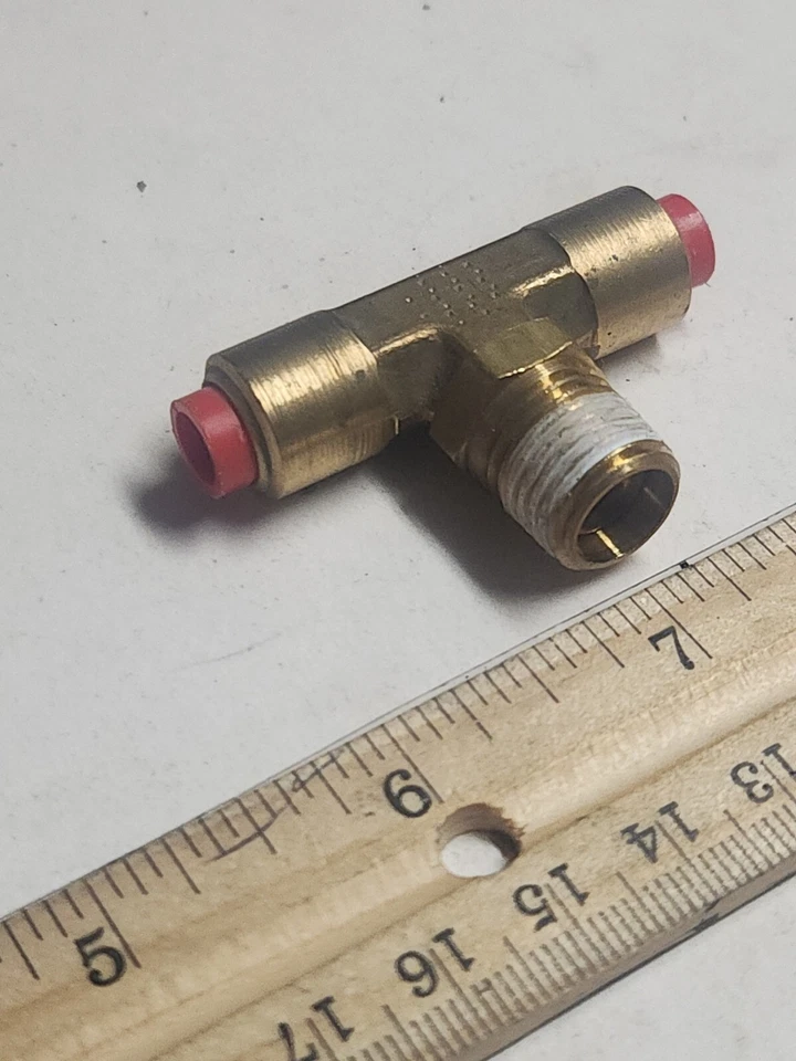 Brass Push To Connect Swivel Branch Tee 1/4" OD X 1/4" mnpt  5 Pack - Image 3 of 4