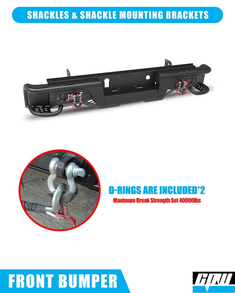 Rear Bumper For 2015-2019 GMC Sierra 3500HD Tow-Capable Bumper w/D-Ring Shackles Foto 4 de 4