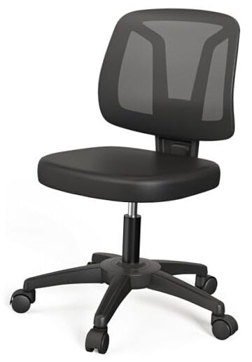 Armless Swivel Mesh Office Chair with Lumbar Support and Adjustable Height  