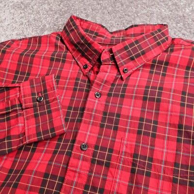 AMERICAN EAGLE SHIRT CLASSIC FIT BUTTON DOWN MEN'S XXL RED PLAID COTTON 