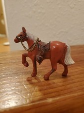 Vintage Miniature Horse, Metal Palomino Horse, 2 inch Cold Painted, Chain Reins,