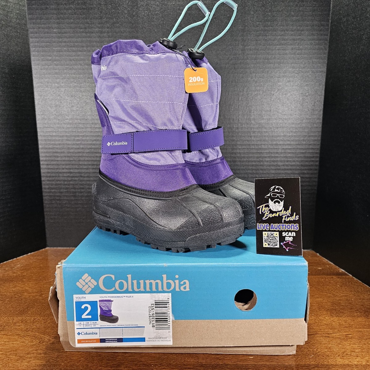 Columbia Unisex-Child Powderbug Plus II Snow Boot Waterproof Youth Size 2  Purple | eBay
