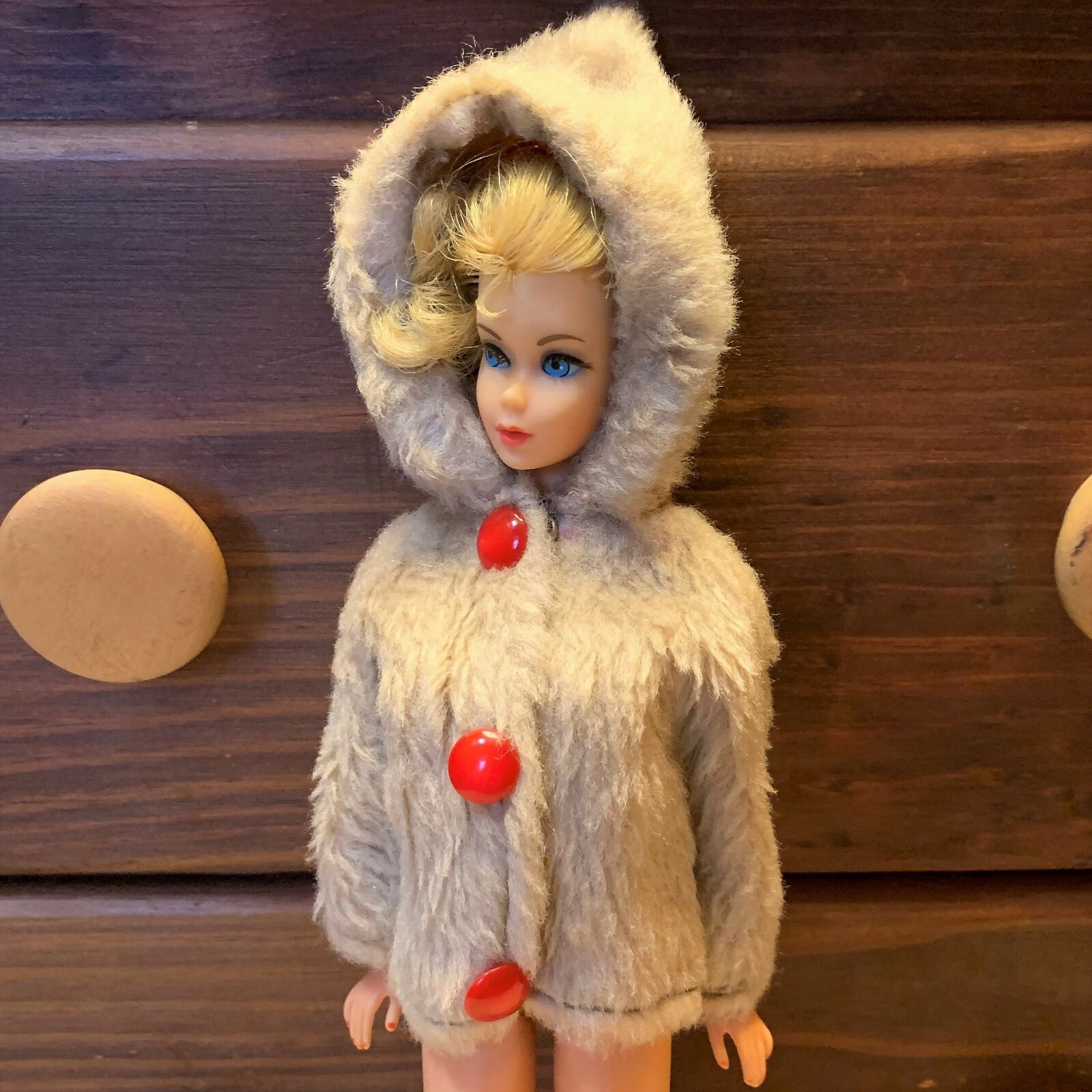 Plush Fleece Hooded Winter Jacket Tan Coat Vtg
