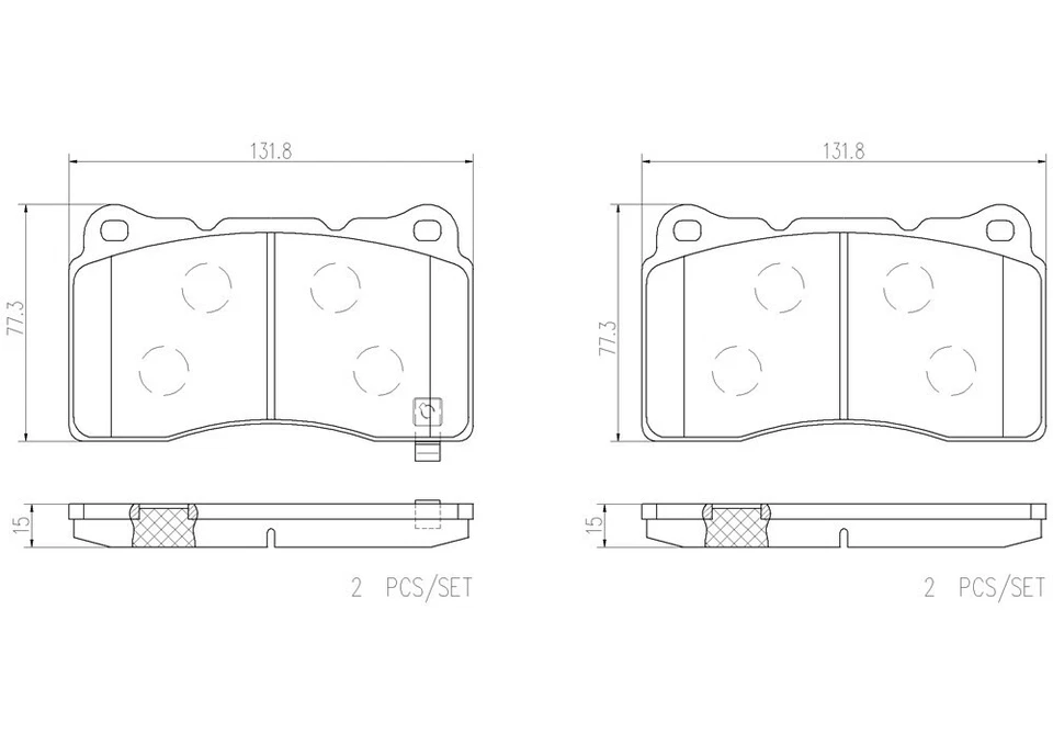 Pastilhas de freio dianteiras e traseiras de cerâmica Brembo NAO conjunto de 4 para 2004-2017 Subaru WRX STi - Imagem 4 de 4