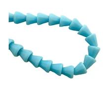 50 Opaque Turquoise Czech Fire Polished Glass 7mm Faceted Tapered Cone Beads
