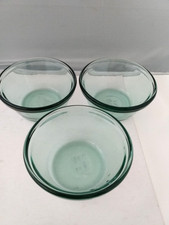 Set of 3 Vintage USA 6 oz Custard Cups Green Glass
