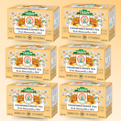 Tadin Chamomile Honey Tea, 24 Bags 0.93 fl oz, Manzanilla con Miel (6-Pack)