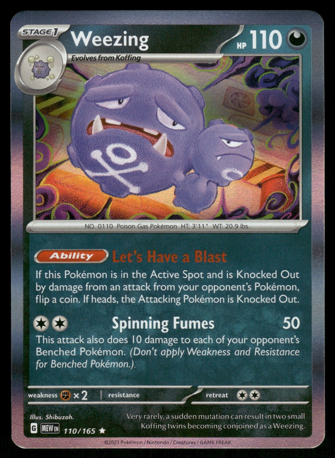 Weezing Holo NM 110/165 Scarlet & Violet 151 Pokemon Card