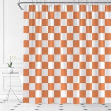 Retro Checkered Shower Curtain Orange Vintage 60s 70s Checkerboard Geometric ...