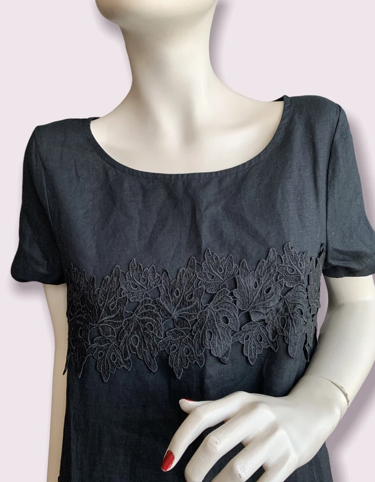 Superbe Robe Noire de Cérémonie en Lin - MIMI-MUA - Taille S - Photo 2/4