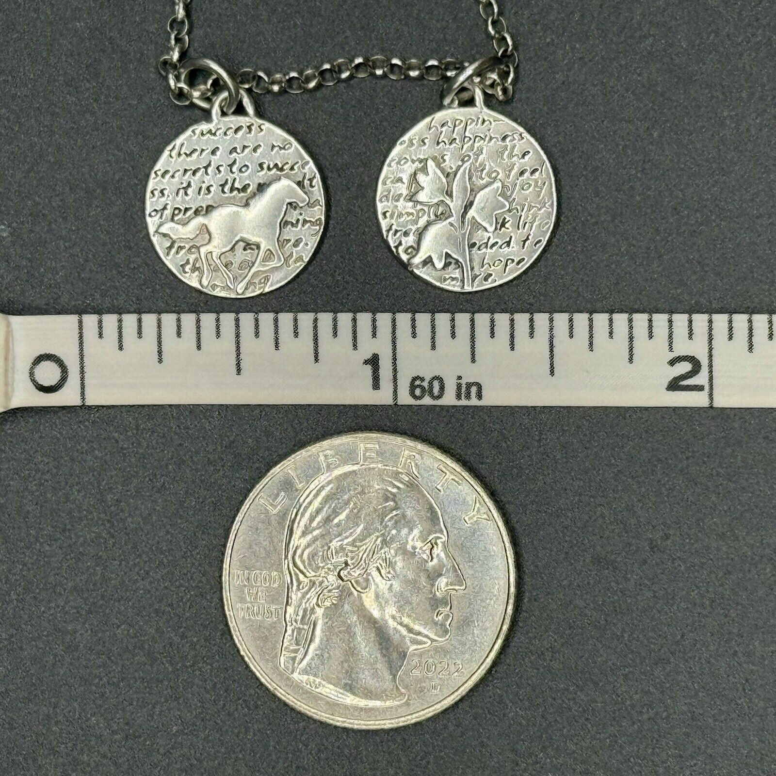 Sterling Silver Kevin N Anna Horse (Success) & Flower (Happiness) Pendants 17In