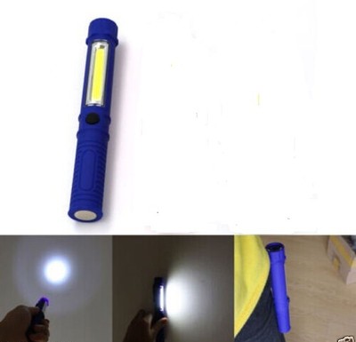 COB LED Pocket Pen Light Inspection Work Light Flashlight Torch With Clip