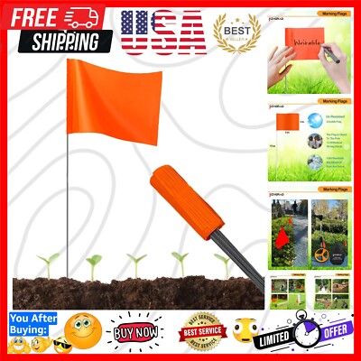Marking Flags 50 count -  15X4X5 Inch Color Flags for Lawn, Survey, Irrigation