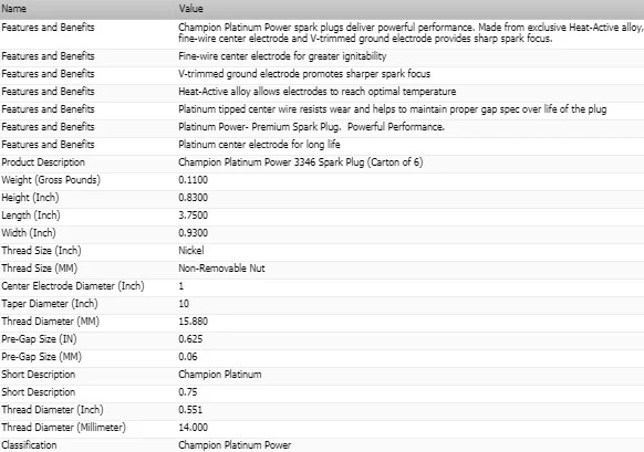 6 New Champion Platinum Spark Plugs Set for SUBARU SVX 1992-1997 H6-3.3L — 第 4/4 张图片