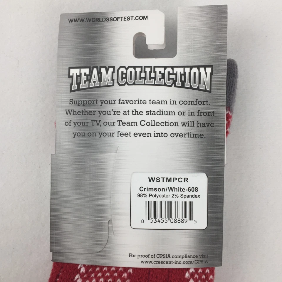Calcetines Worlds Softest Team Collection rojo carmesí/blanco 1 par NUEVOS CON ETIQUETAS Foto 3 de 4