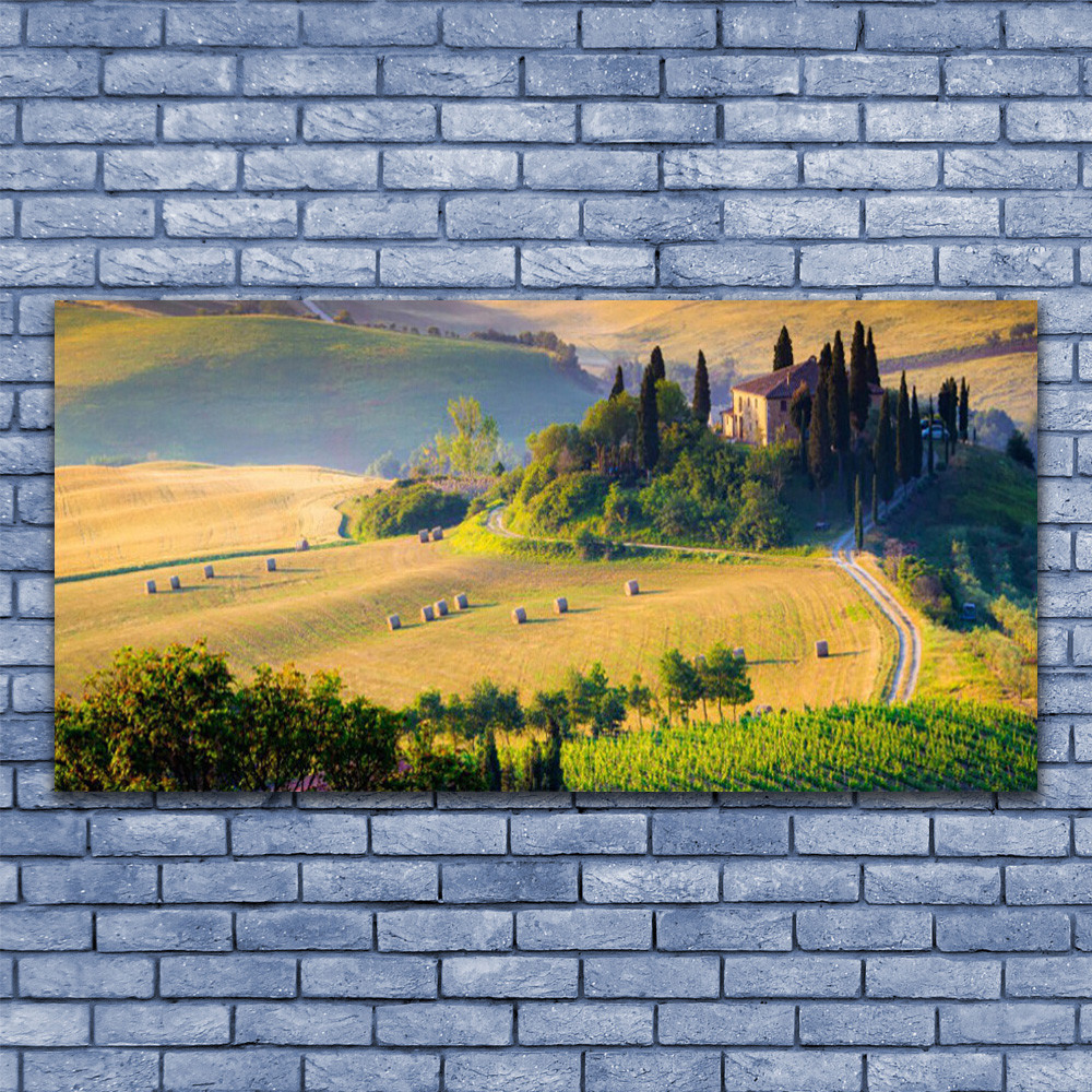 Image sur verre 140x70 cm grand paysage de campagne pour habiller le mur du salon