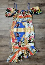 NEW Women's US 10 ASOS Dress Floral Flower Panels Scrolling Abstract STRETCH