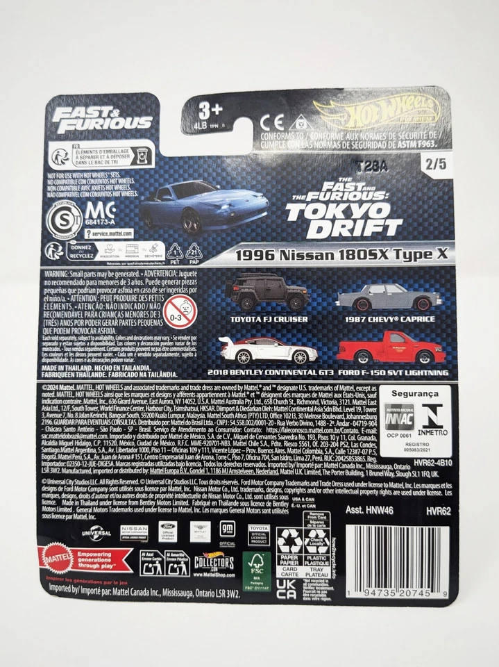 Hot Wheels 2024 Premium Fast & Furious Tokyo Drift 1996 Nissan 180SX Type X Blue - Image 4 of 4