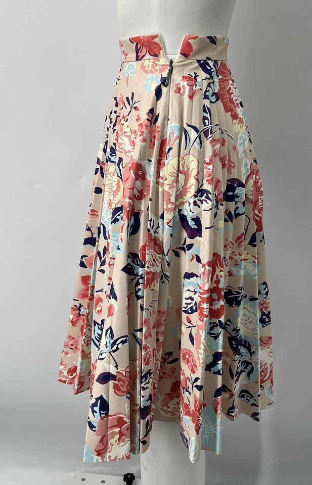 MSGM Falda Midi Imitación Cuero Plisada Estampado Floral Multicolor Talla 42/XS CORRE PEQUEÑA Foto 2 de 4