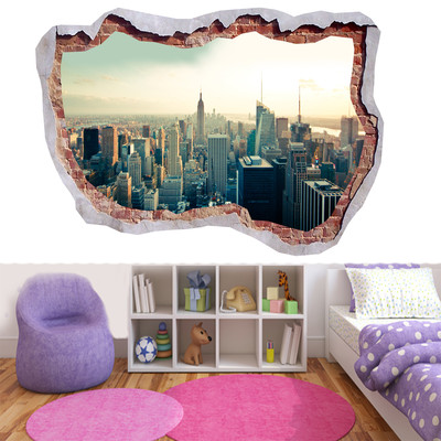 Skyline Wolkenkratzer Gebäude New York London Dubai 3D zerschlagen Wandbild 552