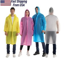 Unisex Adult Waterproof Raincoat Rain Coat Hooded Jacket Poncho Rainwear Camping
