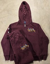 Polo Ralph Lauren Full Zip Hoodie Boys S 8 Three Polo Players Burgundy Set