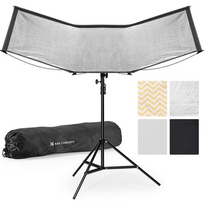 Curved Reflector, Quick-Open Clamshell Light Reflector with Stand & Carrying ...